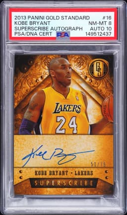 2013 #16 Kobe Bryant PSA 8 Panini Gold Standard Superscribe Autograph