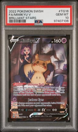 2022 #TG16 Full Art/Mimikyu V PSA 10 Sword & Shield Brilliant Stars