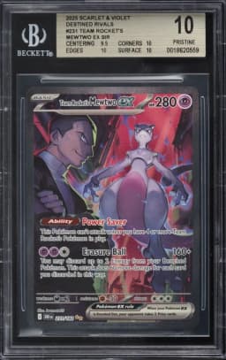 2025 Pokemon Scarlet & Violet Destined Rivals SIR Team Rocket's Mewtwo ex #231 BGS 10 PRISTINE