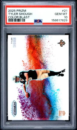2025 #21 Tyler Shough PSA 10 Panini Prizm Color Blast