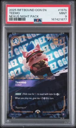 2025 #197b Teemo - Scout PSA 9 Riftbound: League of Legends Ogn-Origins