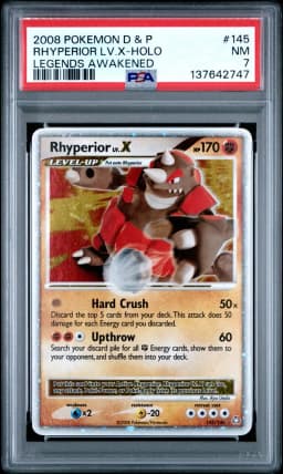 2008 #145 Rhyperior LV.X-Holo PSA 7 Diamond & Pearl Legends Awakened Pokemon