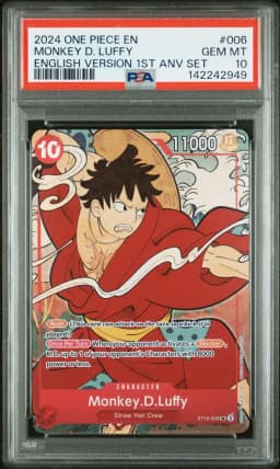 2024 #006 Monkey D. Luffy PSA 10 One Piece English Version 1st Anniversary Set