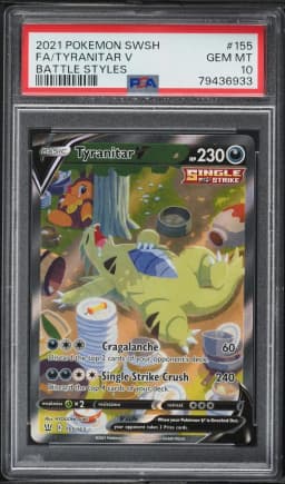2021 #155 Full Art/Tyranitar V PSA 10 Sword & Shield Battle Styles Pokemon