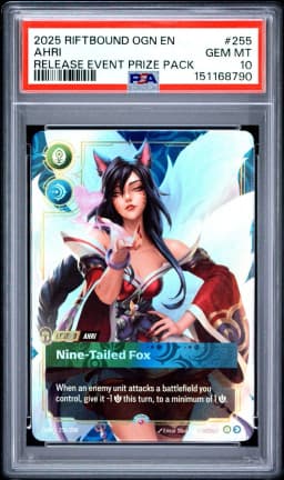 2025 #255 Ahri - Nine-Tailed Fox PSA 10 Riftbound: League of Legends Ogn-Origins