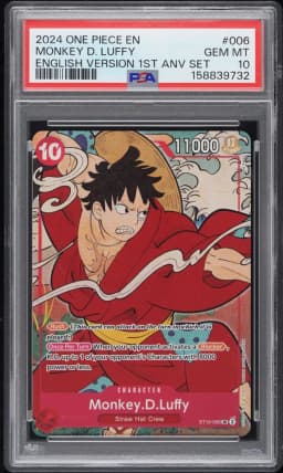 2024 #006 Monkey D. Luffy PSA 10 One Piece English Version 1st Anniversary Set