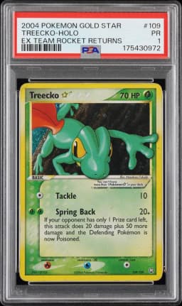 2004 #109 Treecko-Holo Gold Star PSA 1 EX Team Rocket Returns