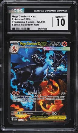 2025 Pokemon Mega Evolution Phantasmal Flames SIR Mega Charizard X ex #125 CGC 10 GEM MINT