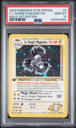 2000 #8 LT. Surge's Magneton PSA 10 Gym Heroes