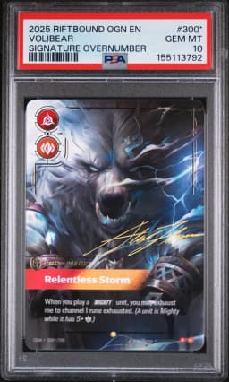 2025 #300* Volibear - Relentless Storm PSA 10 Riftbound: League of Legends Ogn-Origins