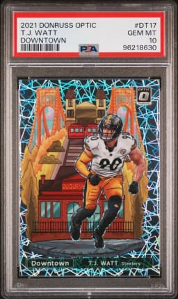 2021 #DT17 T.J. Watt PSA 10 Panini Donruss Optic Downtown