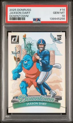 2025 #14 Jaxson Dart PSA 10 Panini Donruss Downtown! Football