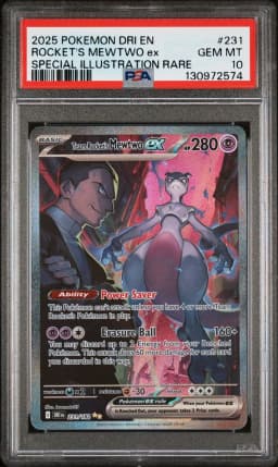 2025 #231 Team Rocket's Mewtwo EX PSA 10 Dri EN-Destined Rivals
