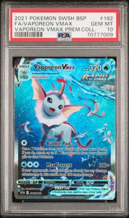 2021 #182 Full Art/Vaporeon Vmax PSA 10 Swsh Black Star Promo