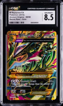2015 #98 Full Art/M Rayquaza EX CGC 8.5 XY Ancient Origins Pokemon