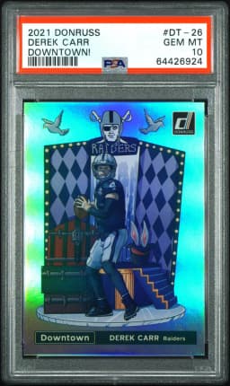 2021 #DT-26 Derek Carr PSA 10 Panini Donruss Downtown