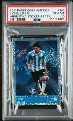 2011 #345 Lionel Messi PSA 10 Panini Copa America Argentina Sticker