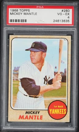 1968 #280 Mickey Mantle PSA 4 Topps Baseball