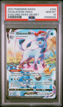 2021 #209 Full Art/Glaceon Vmax PSA 10 Sword & Shield Evolving Skies