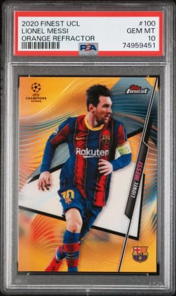 2020 #100 Lionel Messi PSA 10 Topps Finest UEFA Champions League