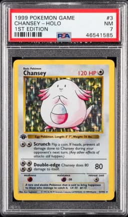 1999 #3 Chansey-Holo 1st Edition PSA 7 Game Pokemon