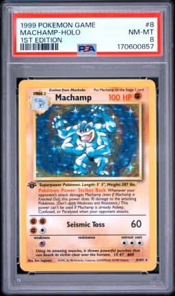 1999 #8 Machamp-Holo 1st Edition PSA 8 Game
