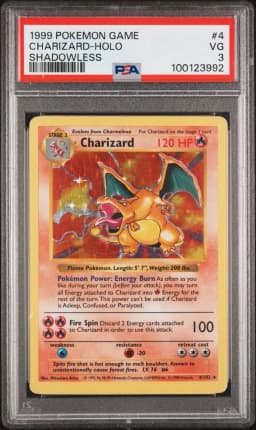 1999 #4 Charizard-Holo Shadowless PSA 3 Game
