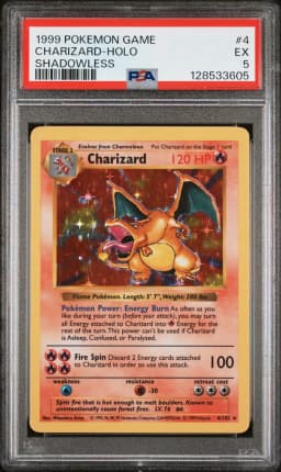 1999 #4 Charizard-Holo Shadowless PSA 5 Game