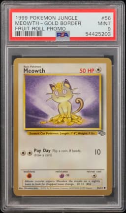 1999 #56 Meowth-Gold Border PSA 9 Jungle Promo