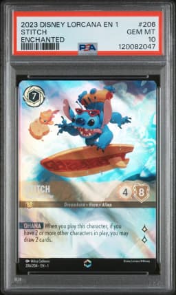 2023 #206 Stitch - Carefree Surfer PSA 10 Disney Lorcana EN 1-the First Chapter