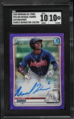 2020 #CPAMH Michael Harris SGC 10 Bowman Chrome Prospect Autographs Baseball