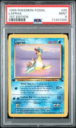 1999 #25 Lapras 1st Edition PSA 9 Fossil