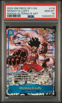2025 #118 Monkey D. Luffy PSA 10 One Piece OP11-A Fist of Divine Speed