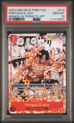 2024 #013 Portgas D. Ace PSA 10 One Piece PRB01-Premium Booster -One Piece Card the Best-