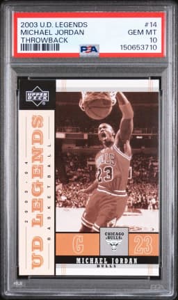 2003 #14 Michael Jordan PSA 10 Upper Deck Legends Throwback