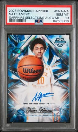 2025 #SNA-NA Nate Ament PSA 10 Bowman Sapphire Edition Sapphire Selections Autographs Nil