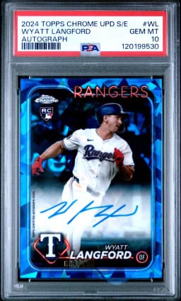 2024 #WL Wyatt Langford PSA 10 Topps Chrome Sapphire Update Series Chrome Sapphire Autographs
