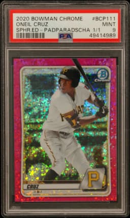 2020 #BCP111 Oneil Cruz PSA 9 Bowman Chrome Sapphire Edition