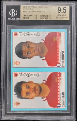 2016 #504 Corentin Jean/505 Kylian Mbappe BGS 9.5 Panini FOOT Ligue 1 Stickers