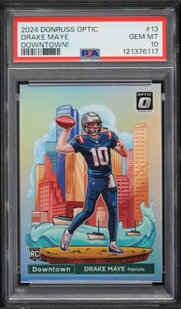 2024 #13 Drake Maye PSA 10 Panini Donruss Optic Downtown! Football