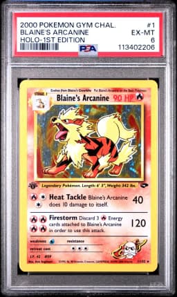 2000 #1 Blaine's Arcanine PSA 6 Gym Challenge