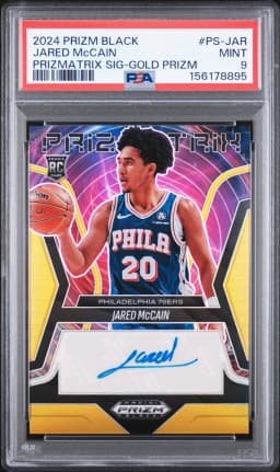 2024 #PS-JAR Jared McCain PSA 9 Panini Prizm Black Prizmatrix Signatures