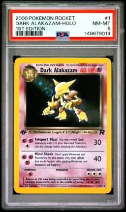 2000 #1 Dark Alakazam-Holo 1st Edition PSA 8 Rocket