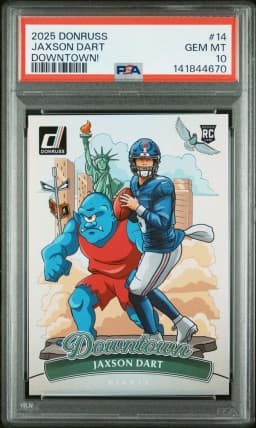 2025 #14 Jaxson Dart PSA 10 Panini Donruss Downtown! Football