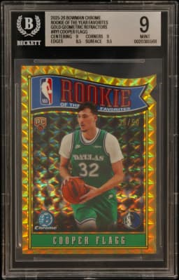 2025 #RY1 Cooper Flagg BGS 9 Bowman Chrome Rookie of the Year Favorites Gold Geometric Refractors