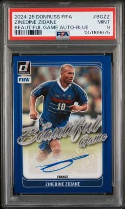 2024 #BGZZ Zinedine Zidane PSA 9 Blue Panini Donruss FIFA the Beautiful Game Autographs Soccer