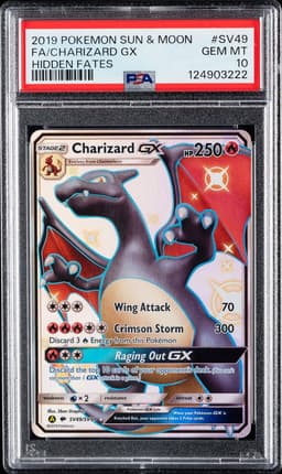 2019 #SV49 Full Art/Charizard GX PSA 10 Sun & Moon Hidden Fates Pokemon