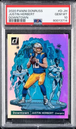 2020 #D-JH Justin Herbert PSA 10 Panini Donruss Downtown Football