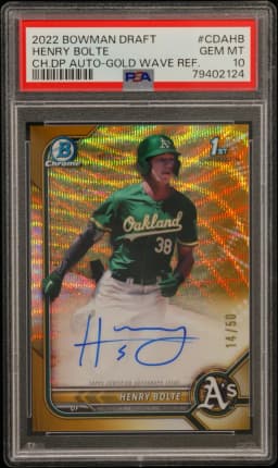 2022 #CDAHB HENRY BOLTE PSA 10 Bowman Draft Chrome Draft Pick Autographs