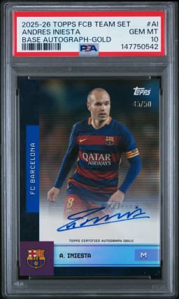 2025 #AI Andres Iniesta PSA 10 Topps FC Barcelona Team Set Base Autographs